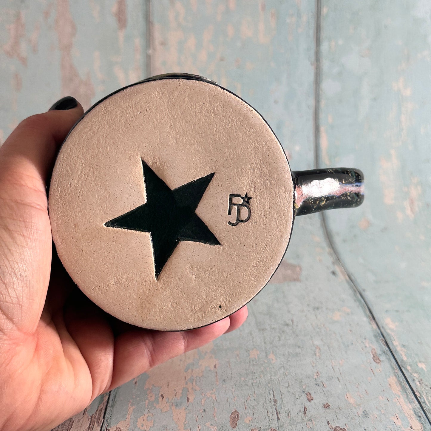 Green Moon Mug, Large Ceramic Cup