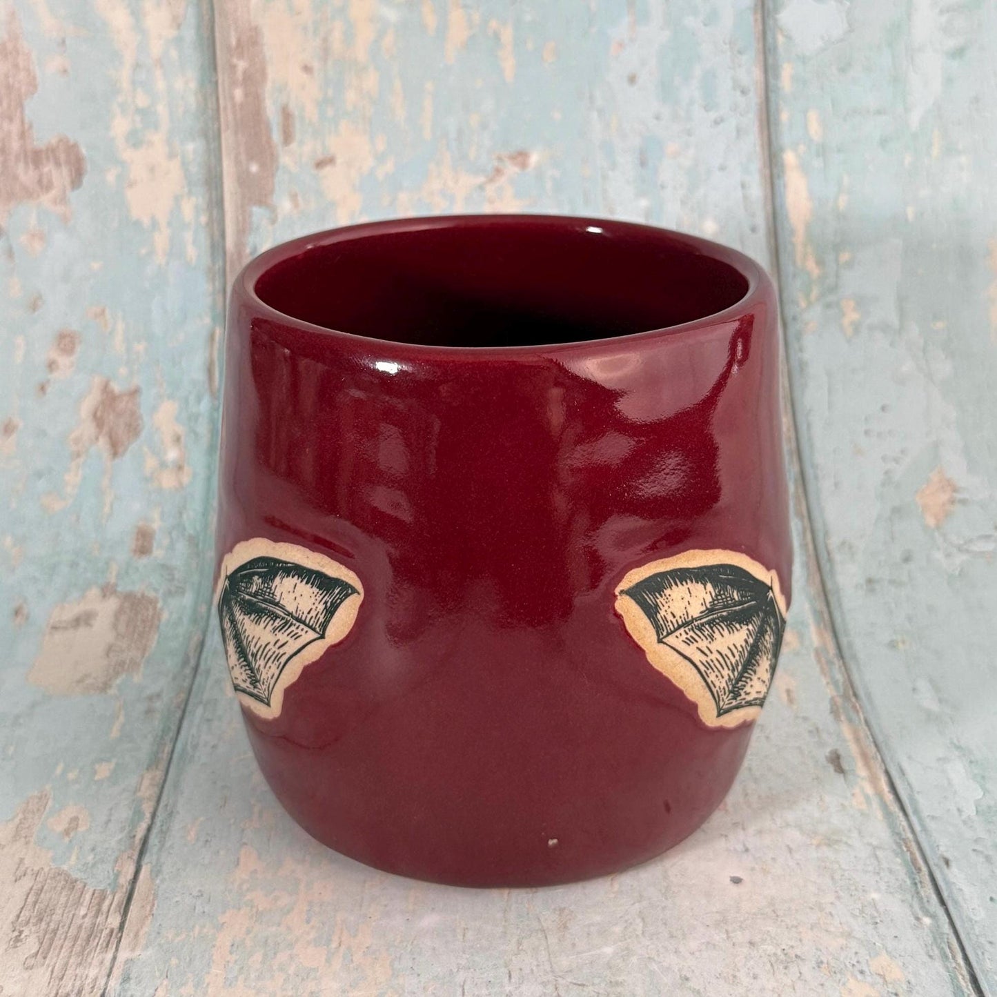 Red Halloween Bat Mug, Handmade Ceramic Cup