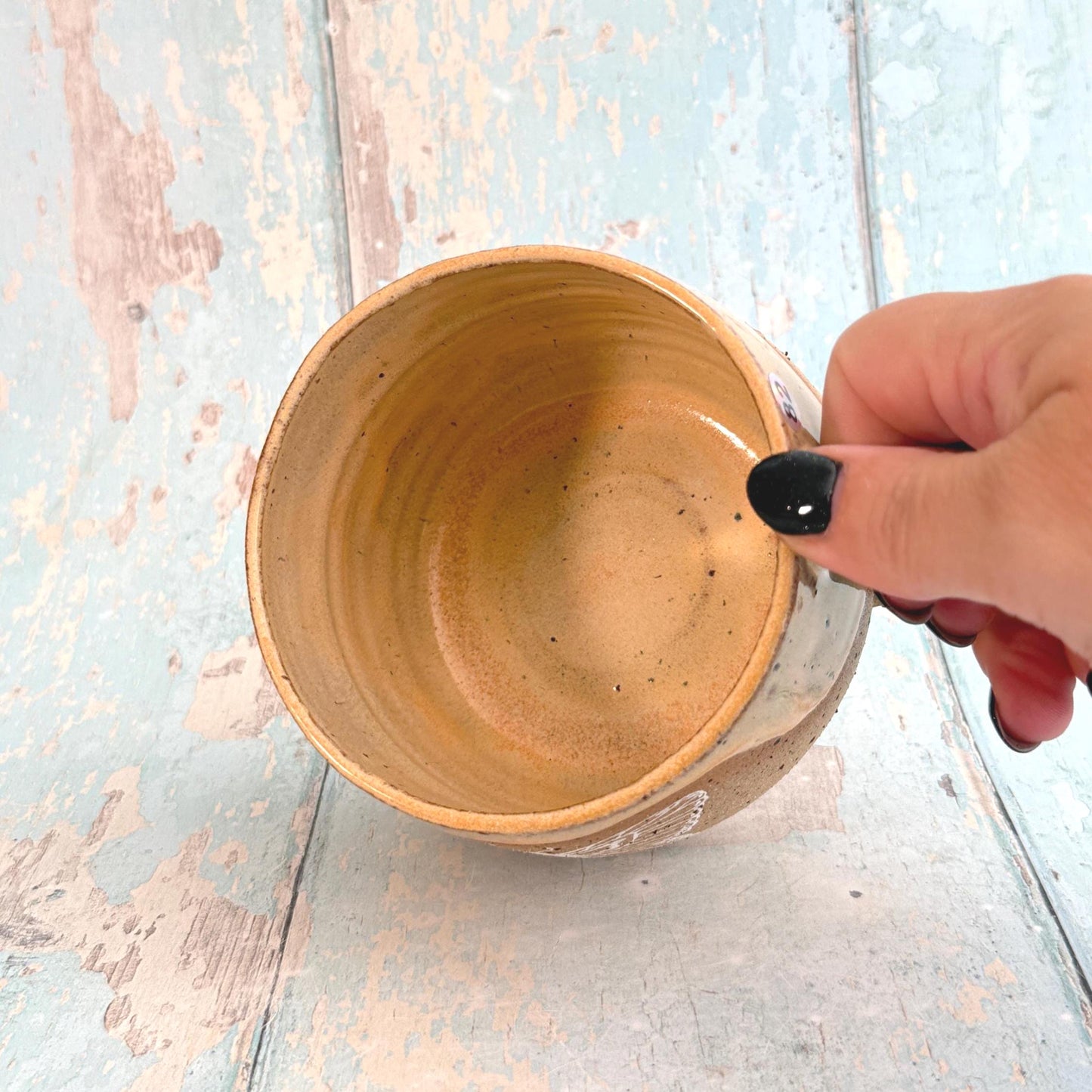Peach Butterfly Mug, Large Ceramic Cup