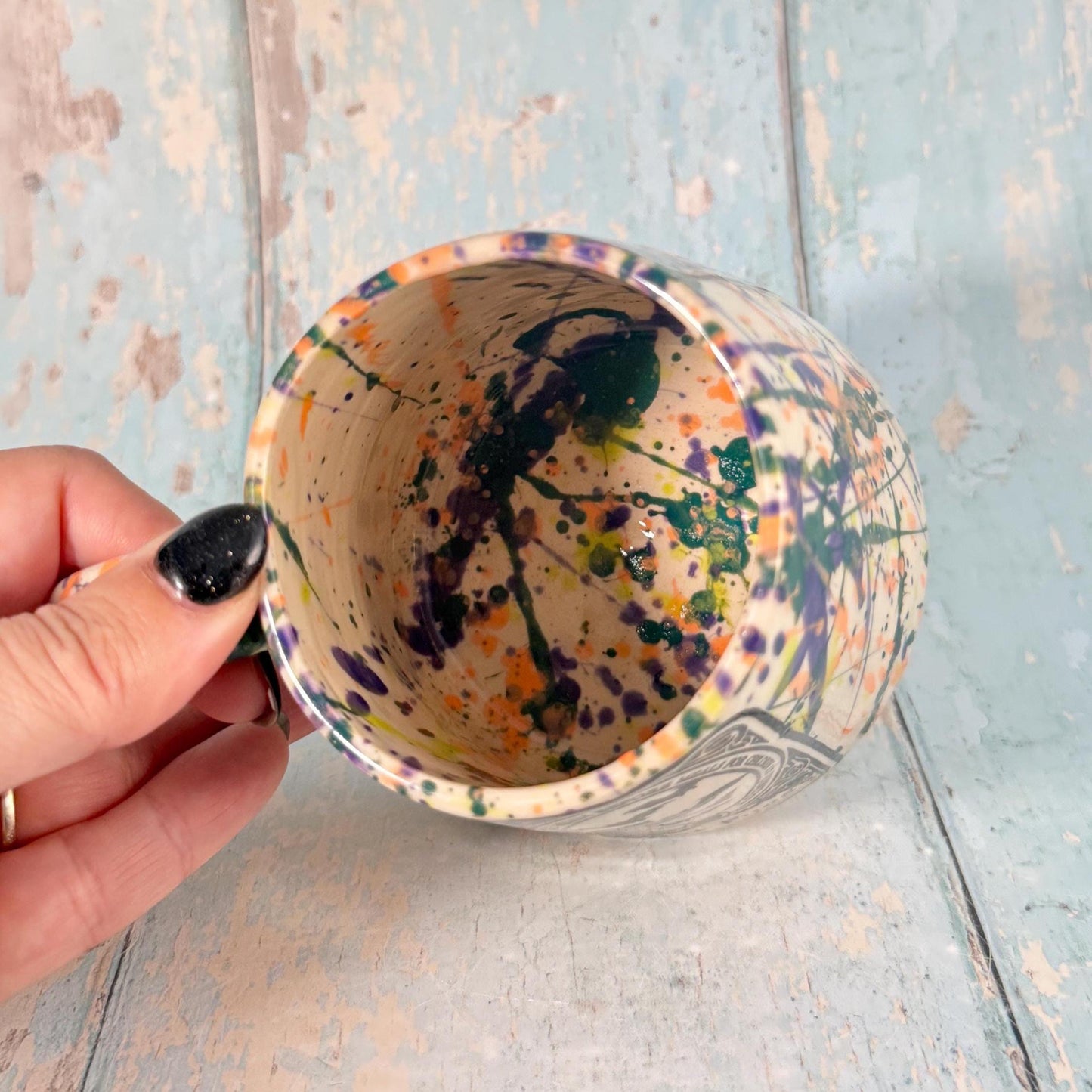 Colourful 'Bat Eyes" Witch Label Mug, Halloween Spooky Season Cup