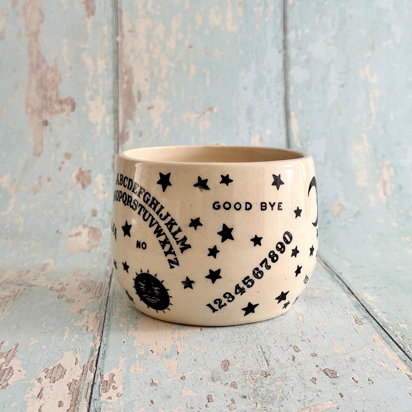 Halloween Ouija Mug, Handmade Ceramic Cup