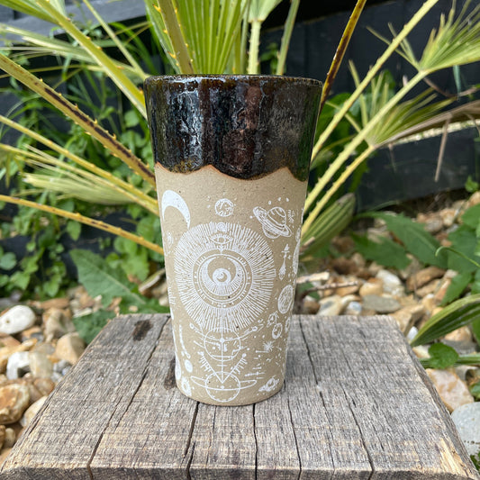 Large Space Ceramic Tumbler, Whimsy Goth, Handmade Modern Cup