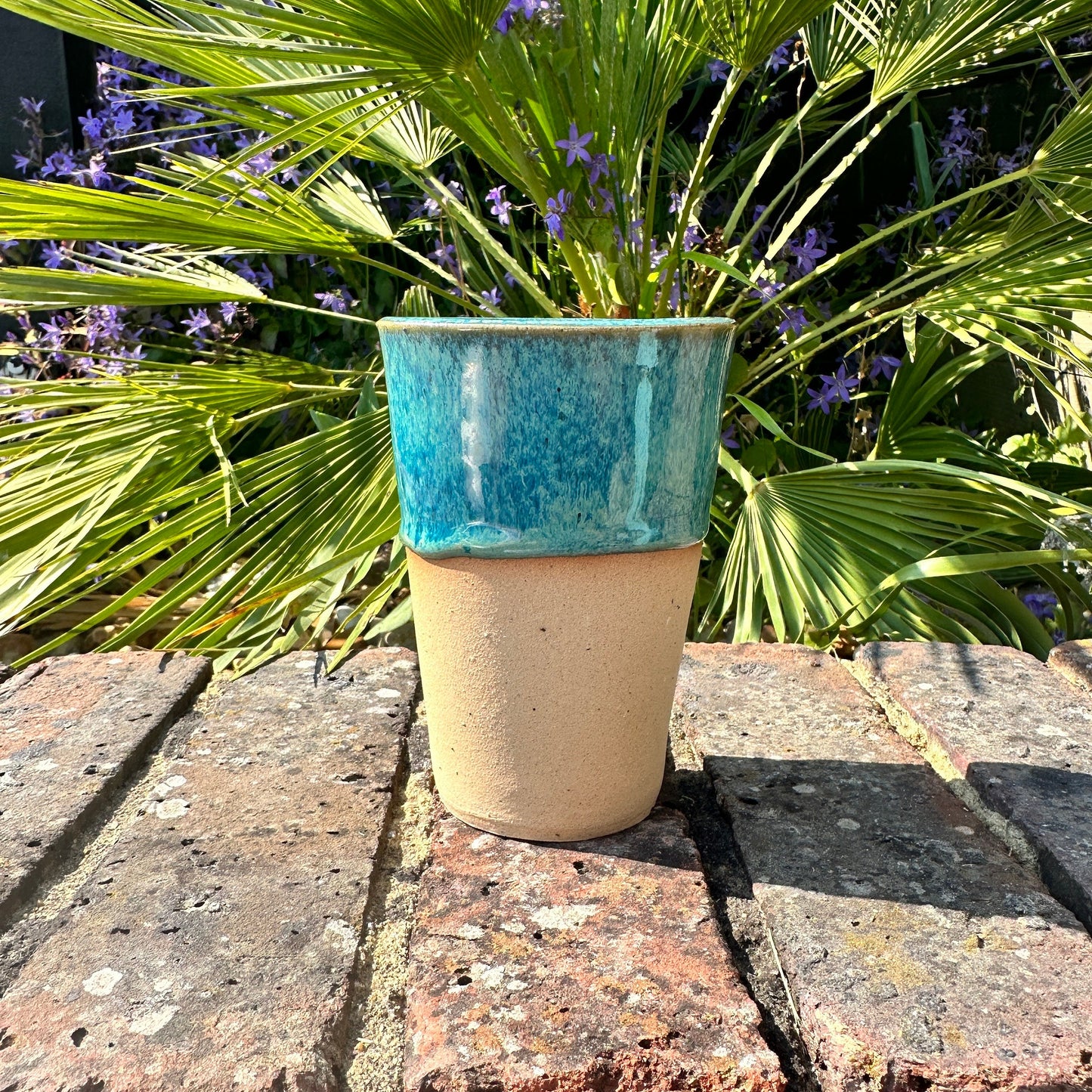 Turquoise Ceramic Tumbler, Handmade Modern Cup