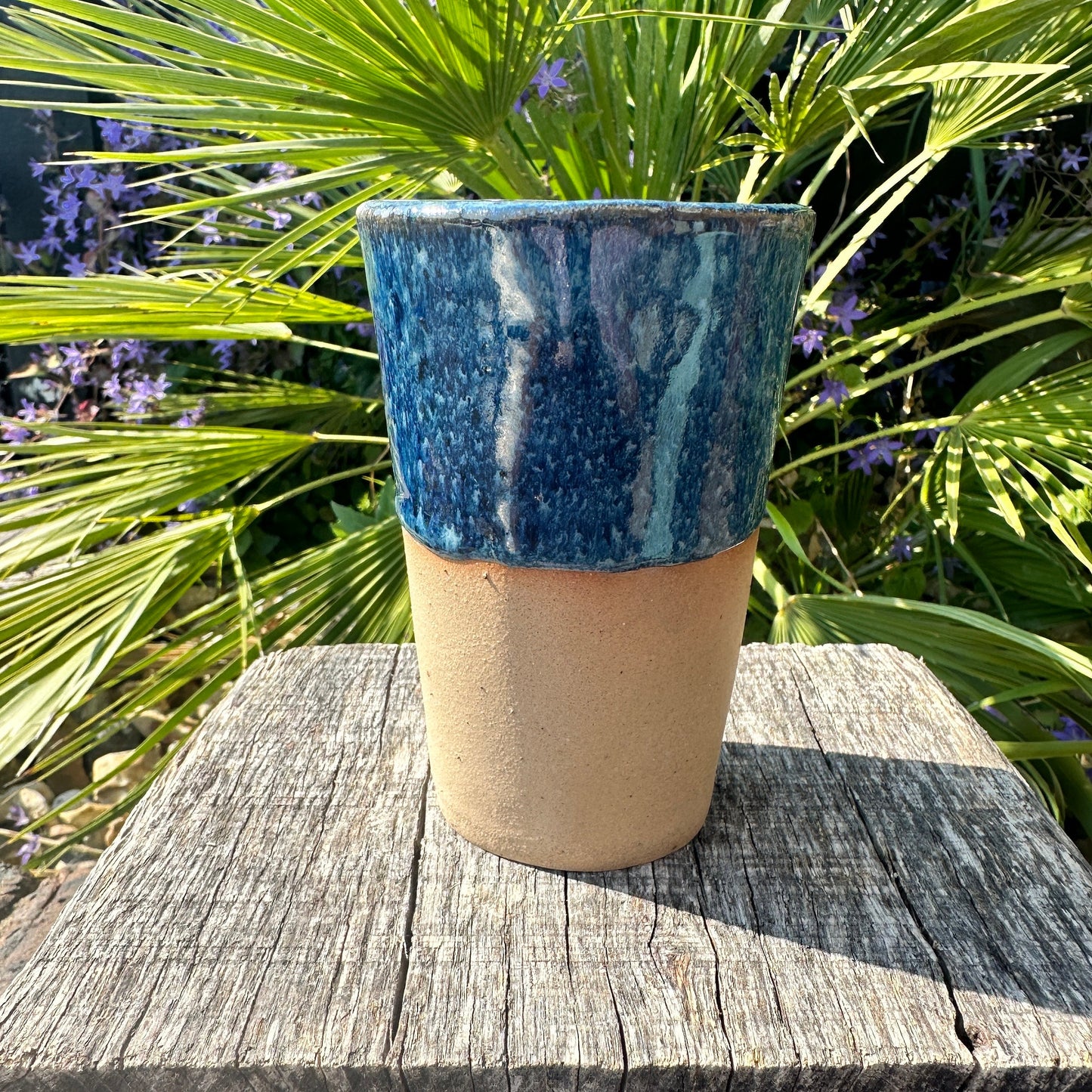 Blue Ceramic Tumbler, Handmade Modern Cup