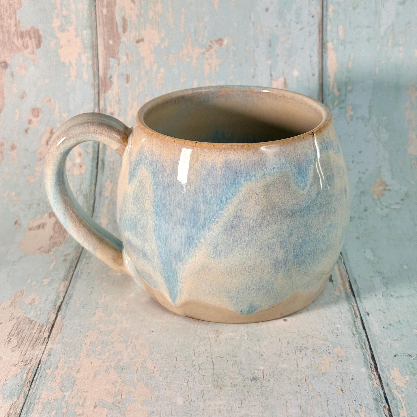 Blue Gold Star Mug, Handmade Ceramic Mug