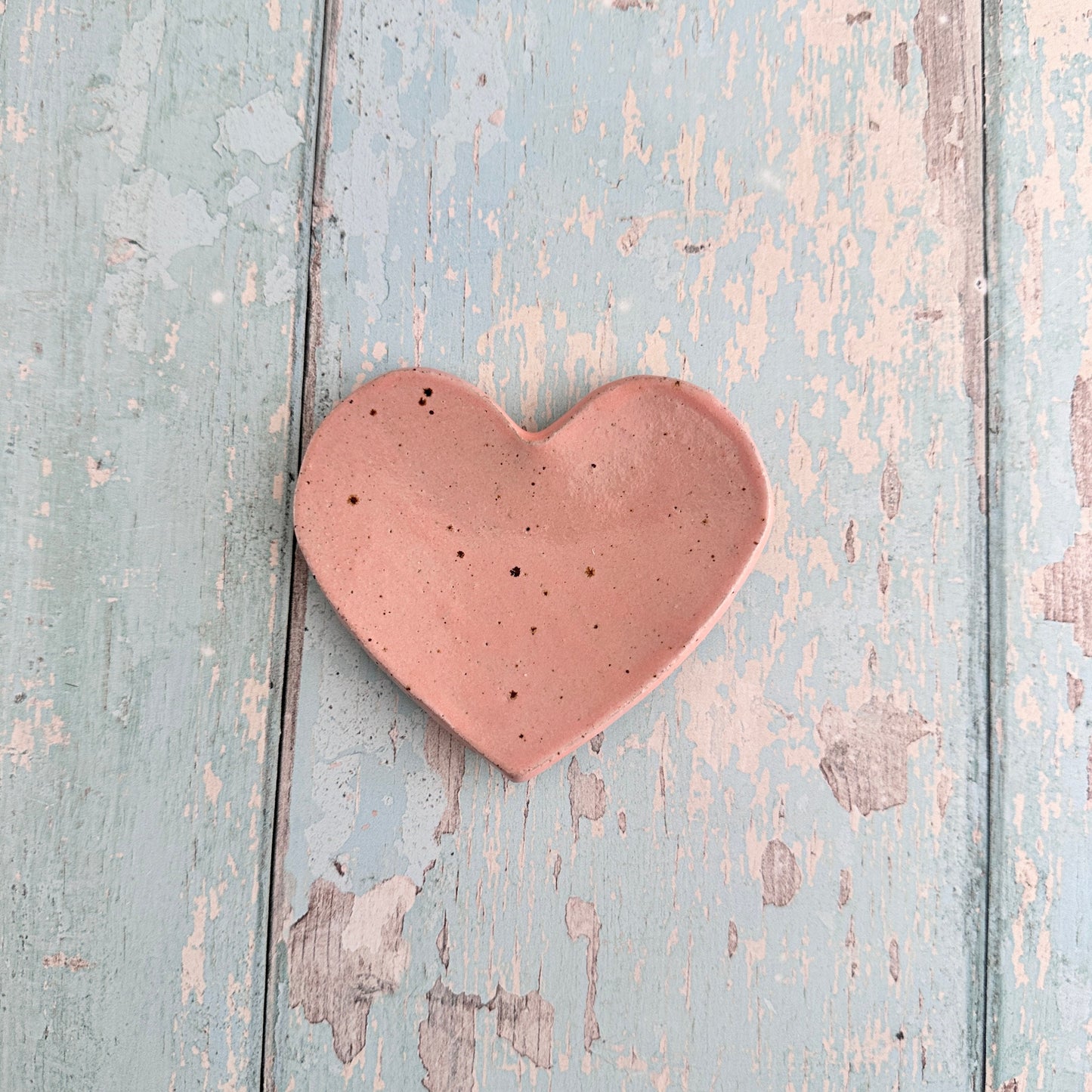 Small Pink Heart Ring Dish, Handmade Ceramic Pot