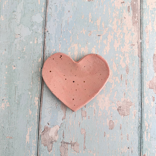 Small Pink Heart Ring Dish, Handmade Ceramic Pot