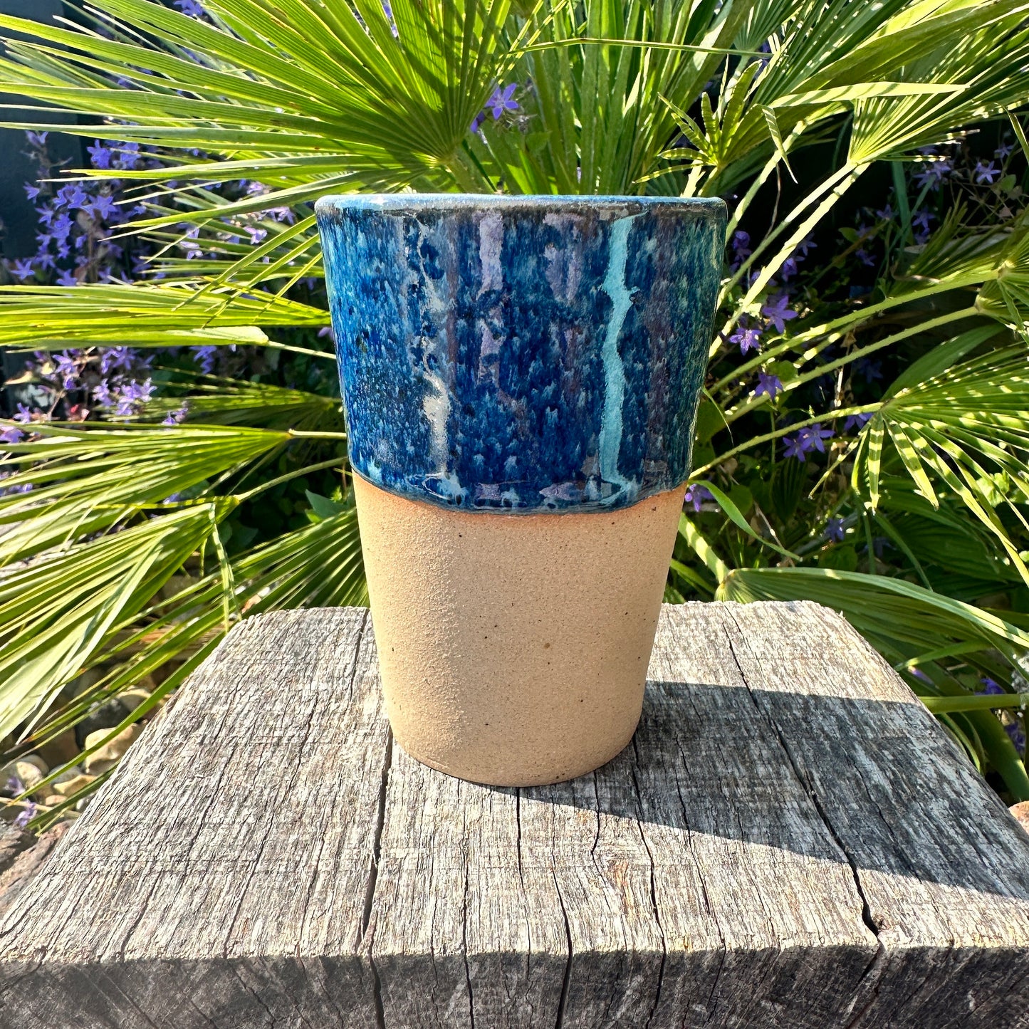 Blue Ceramic Tumbler, Handmade Modern Cup