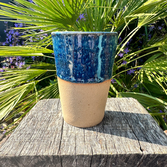 Blue Ceramic Tumbler, Handmade Modern Cup