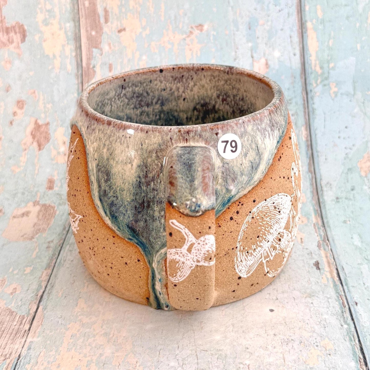 Blue Autumn Fall Mug,  Large Ceramic Cup