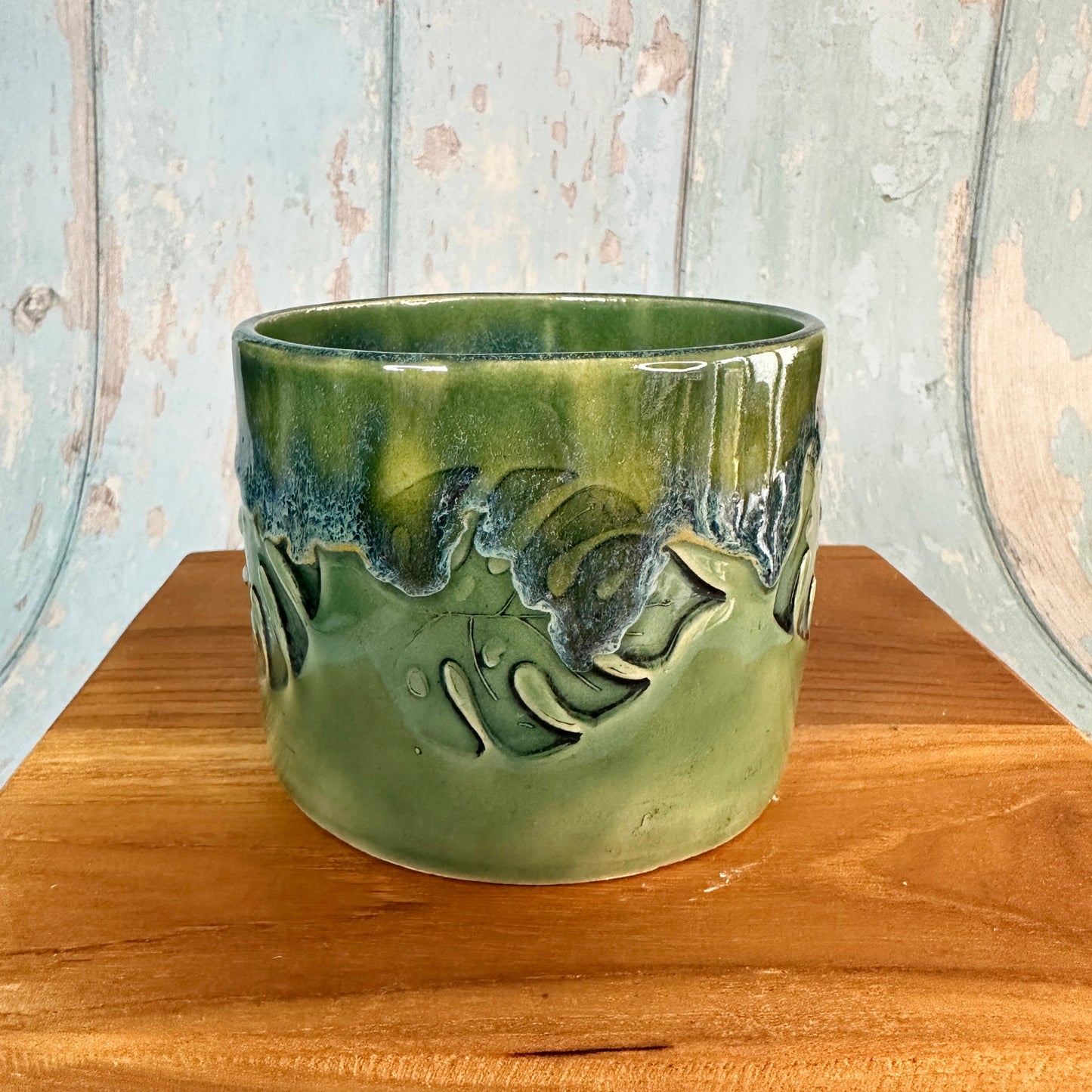Monstera Leaf Mug, Green Ceramic Cup