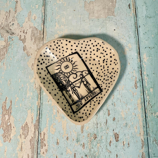 The Lovers Tarot Heart Jewellery Dish, Handmade Ceramic Pot