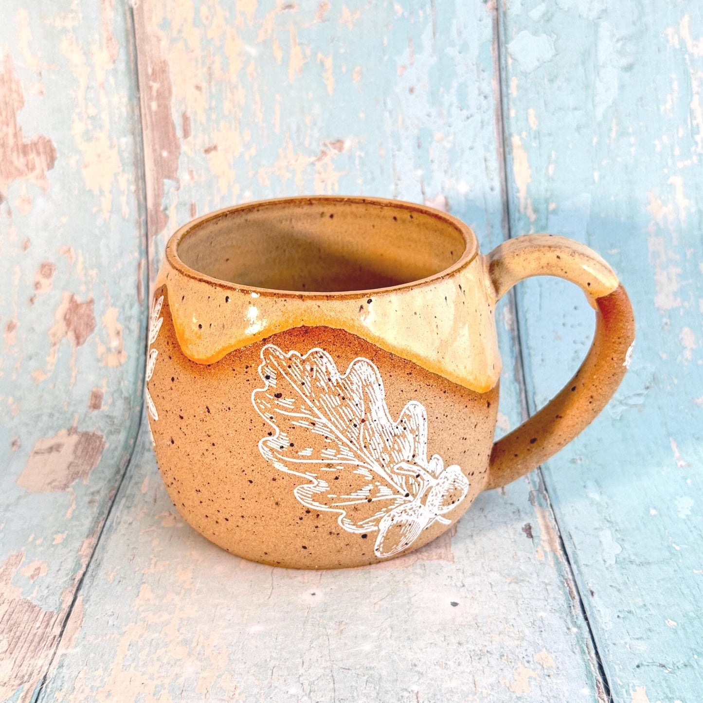 Peach Autumn Fall Mug,  Large Ceramic Cup