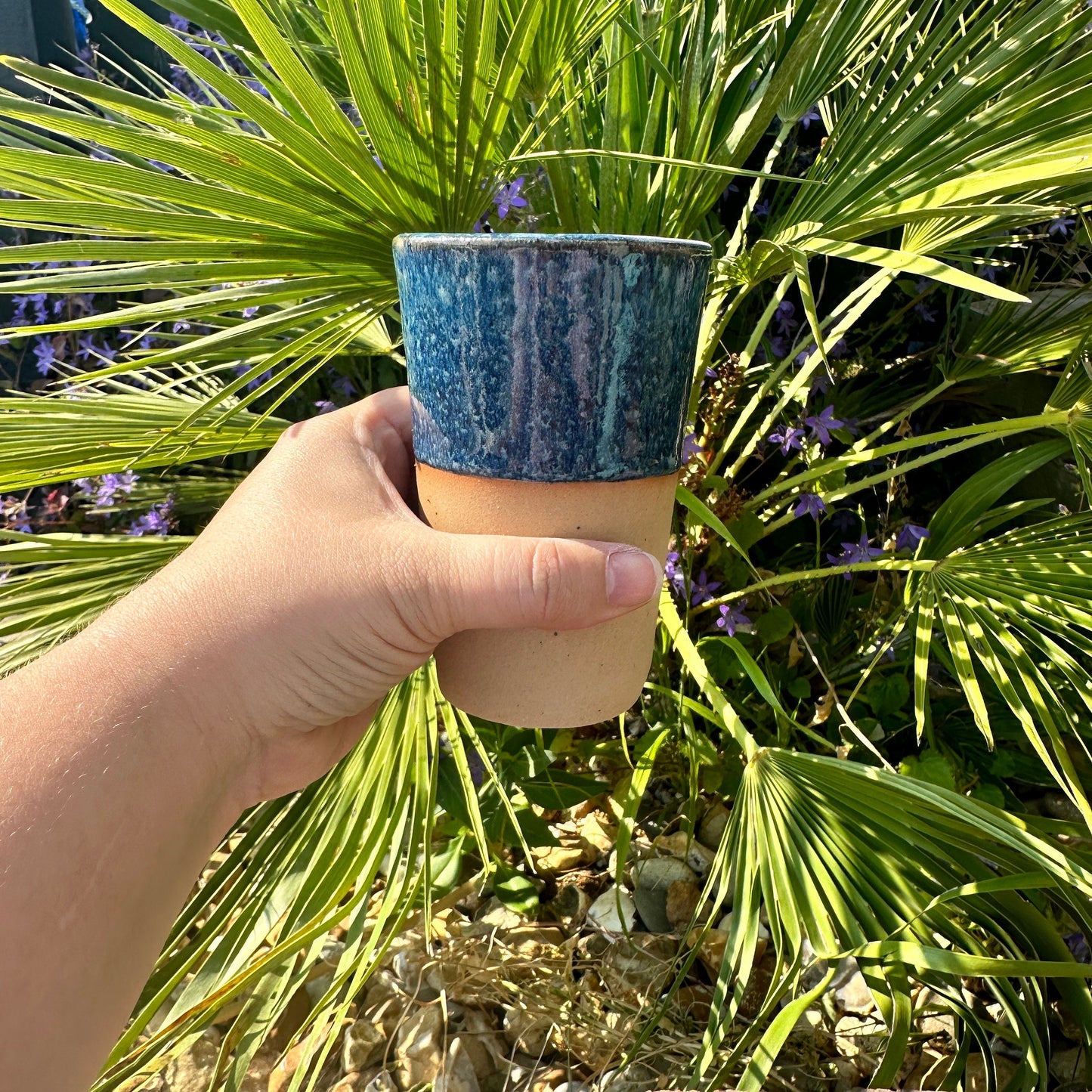 Blue Ceramic Tumbler, Handmade Modern Cup