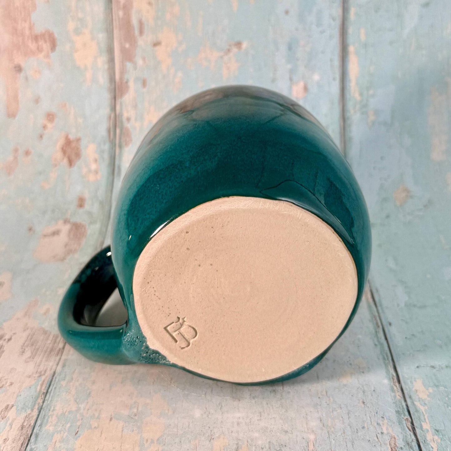 Turquoise Gold Northern Star Mug, Handmade Ceramic Mug