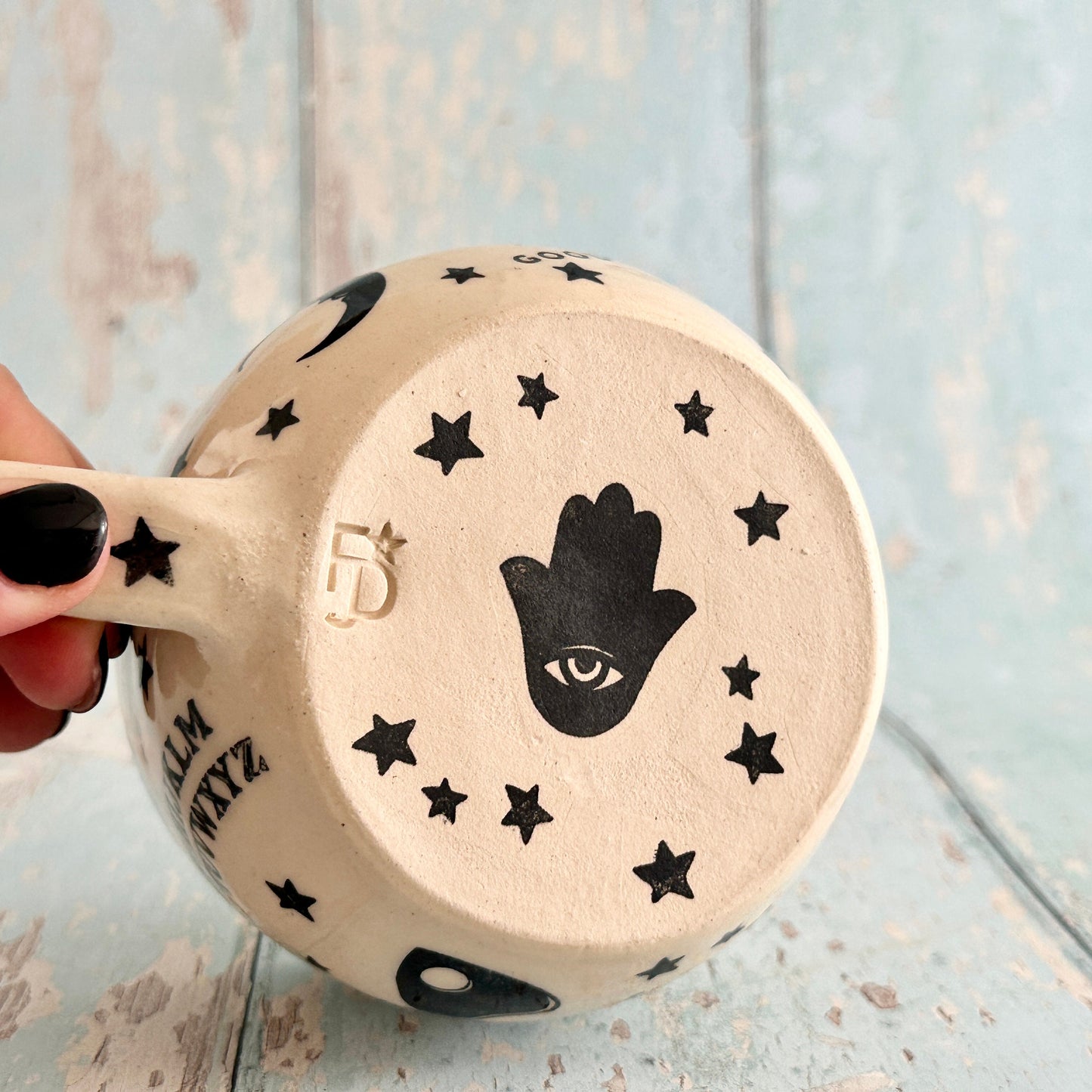 Halloween Ouija Mug, Handmade Ceramic Cup