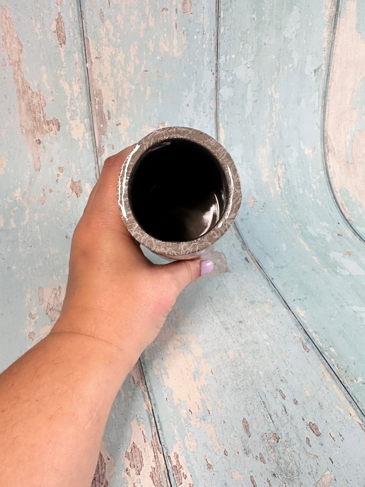 Grey Peony Ceramic Vase, Handmade Modern Pottery