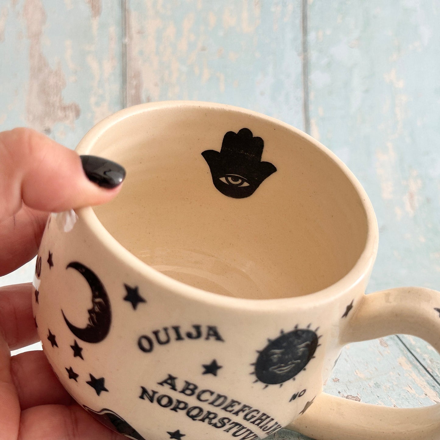 Halloween Ouija Mug, Handmade Ceramic Cup