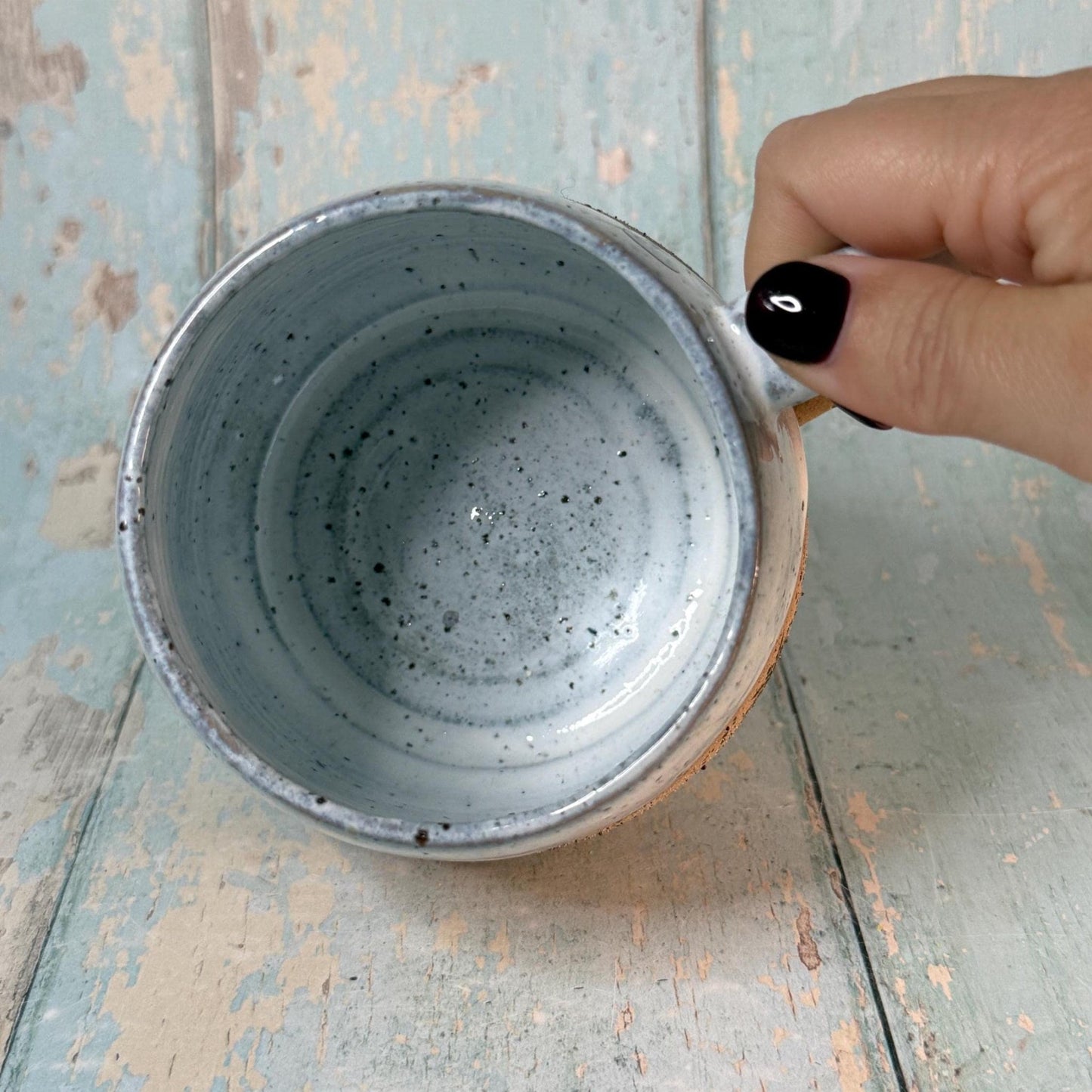 Black and White Christmas Snowflake Mug, Handmade Ceramic Cup - FJD Ceramics