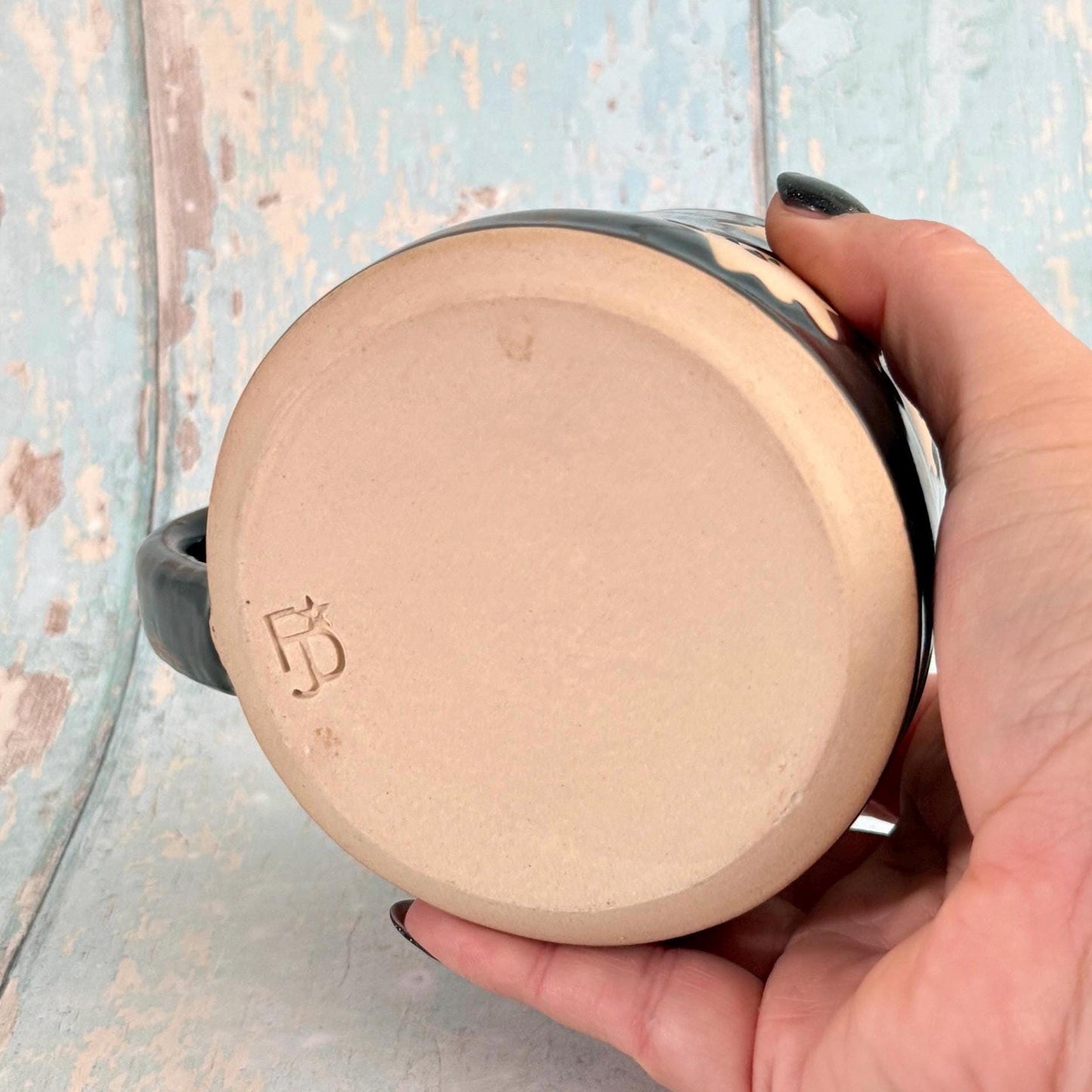 Black Ghost Mug, Handmade Ceramic Cup, Spooky Halloween Mug - FJD Ceramics