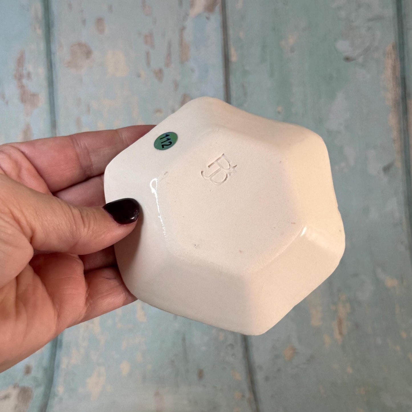 Black & White Snake Jewellery Dish, Handmade Hexagon Ceramic Pot - FJD Ceramics