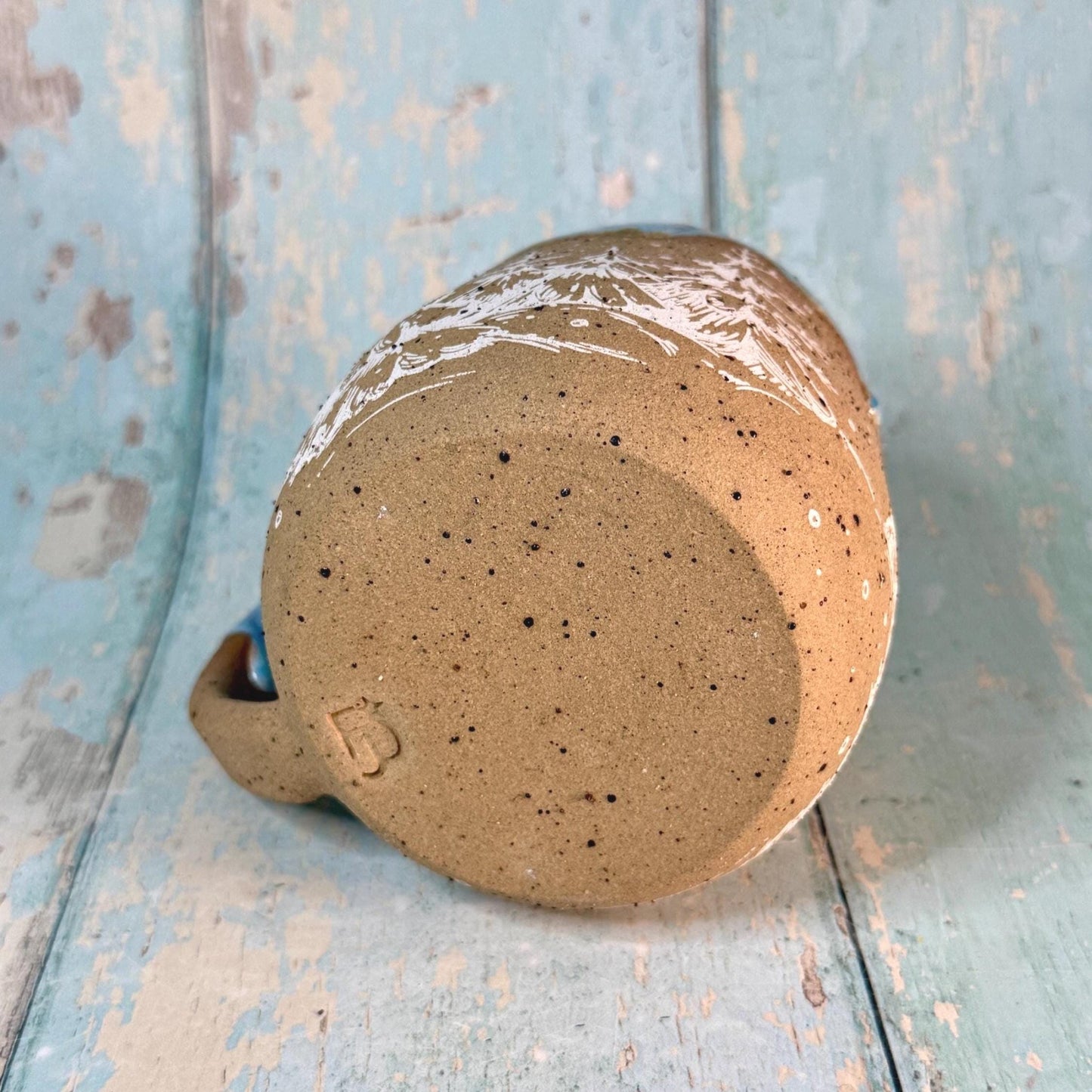 Blue and White Christmas Tree Mug, Handmade Ceramic Cup - FJD Ceramics