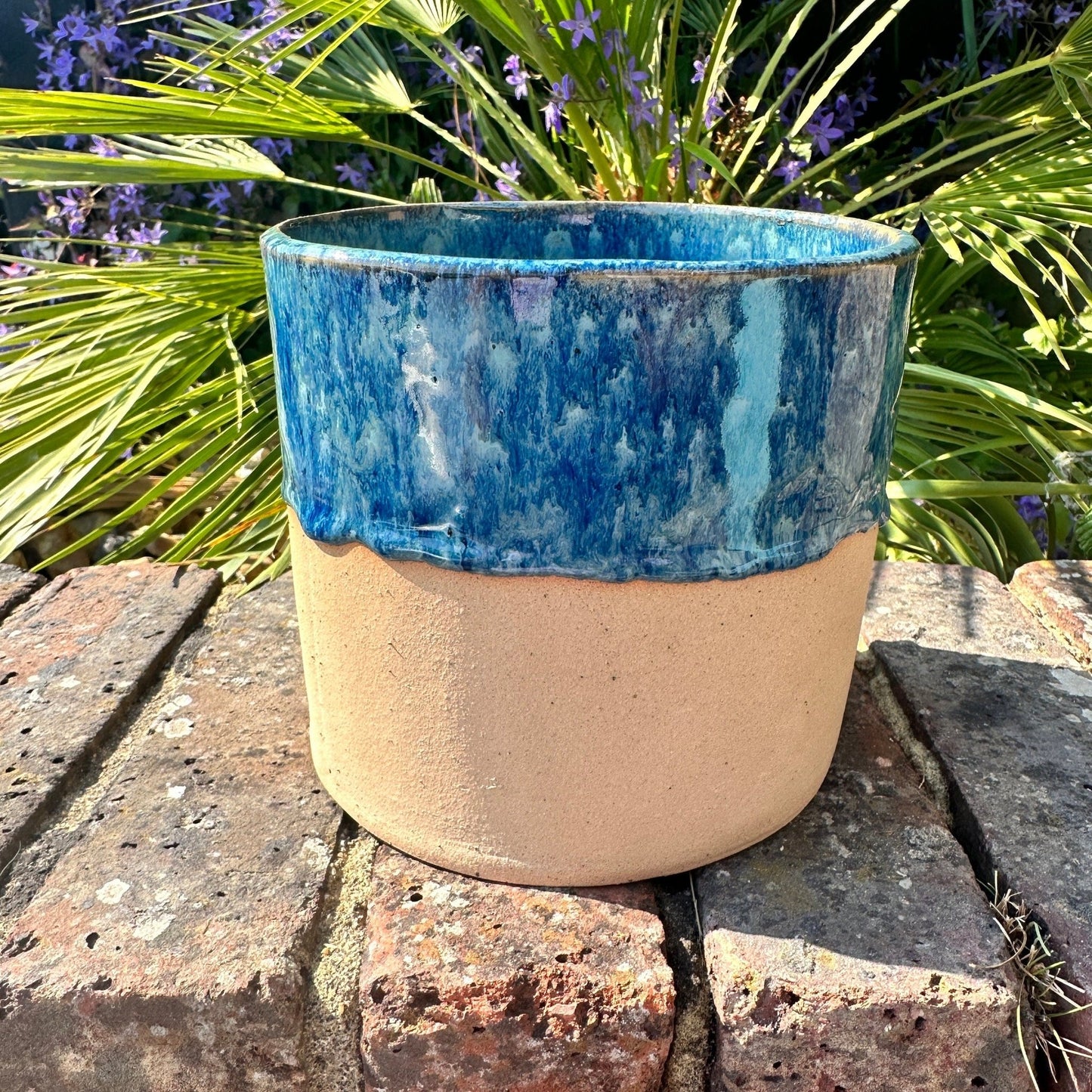 Blue Ceramic Planter, Indoor Plant Pot - FJD Ceramics