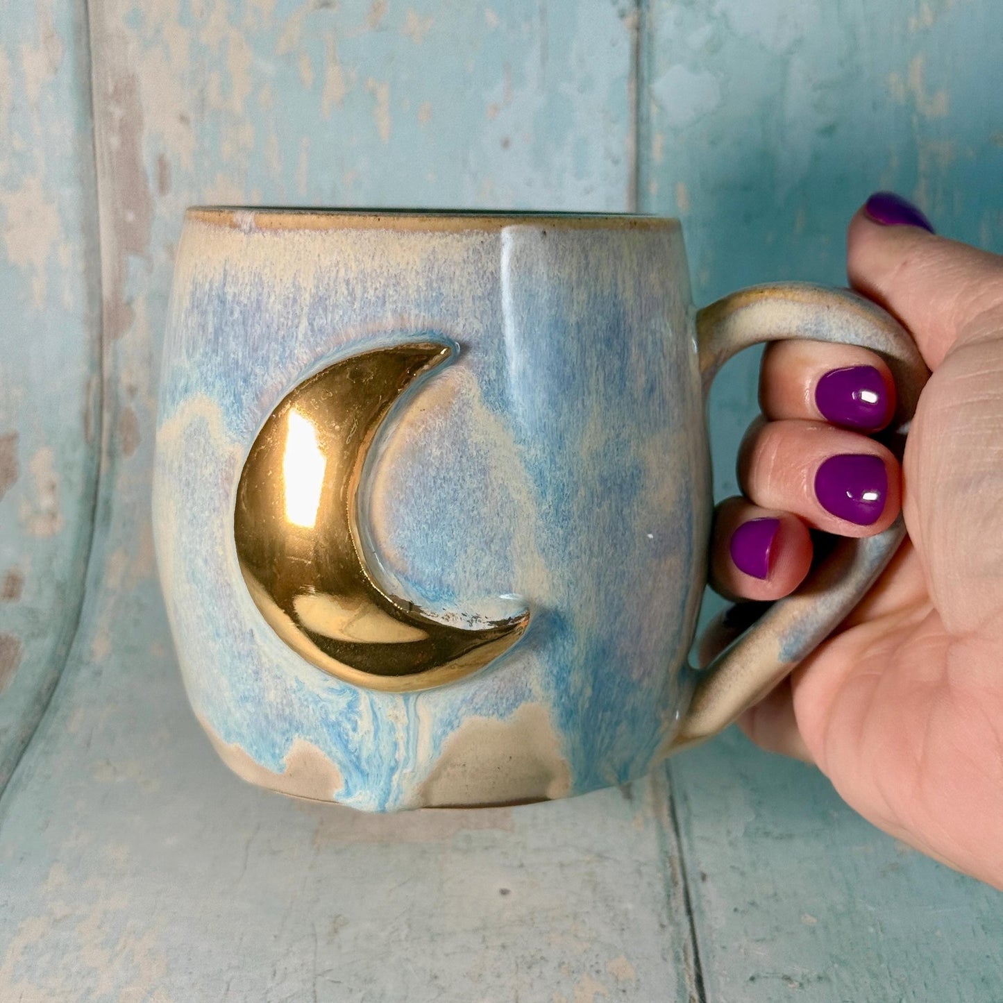 Blue Moon Mug, Large Ceramic Cup - FJD Ceramics