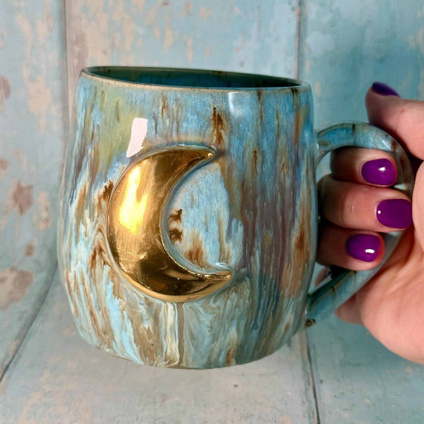 Blue Moon Mug, Large Ceramic Cup - FJD Ceramics