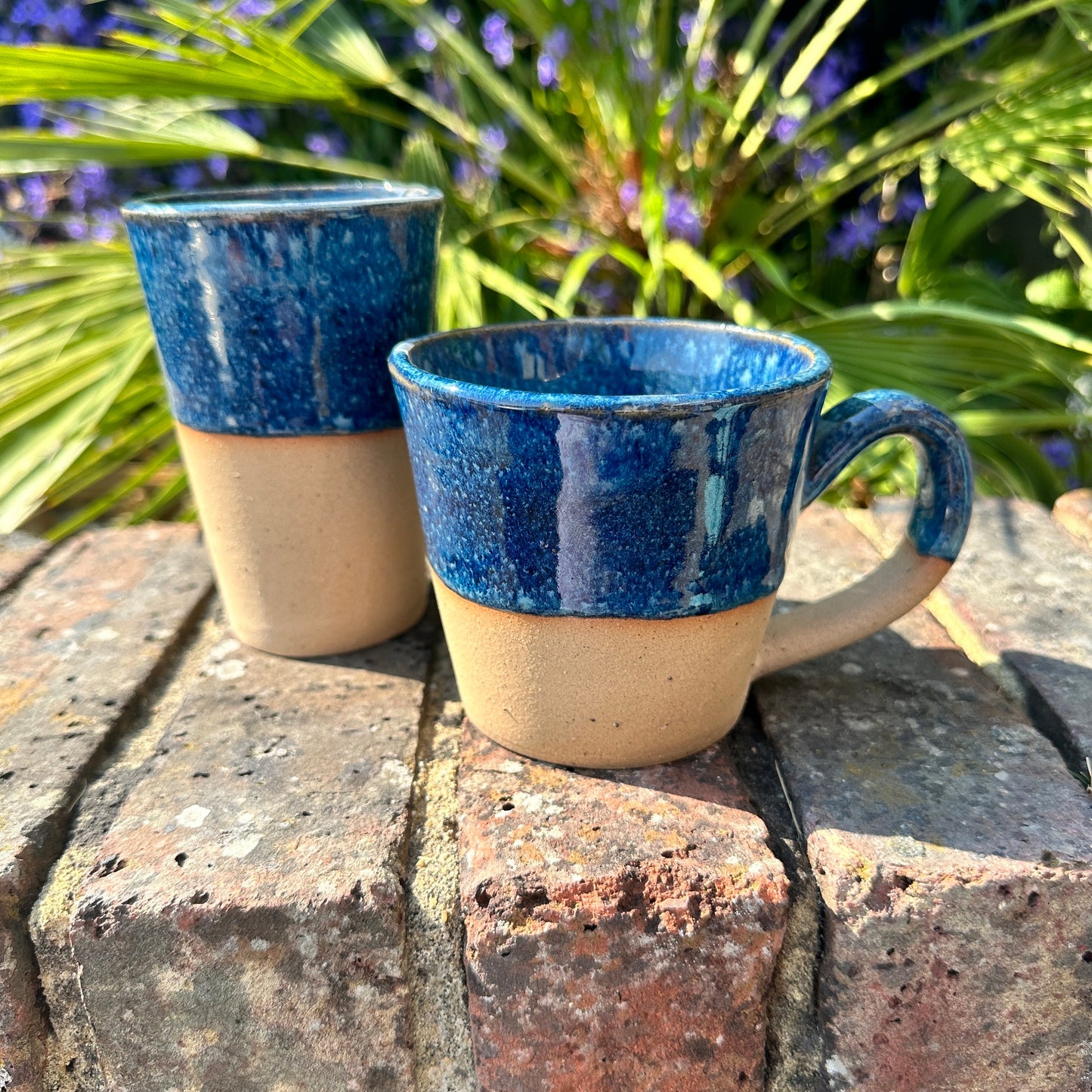 Blue Ceramic Tumbler, Handmade Modern Cup