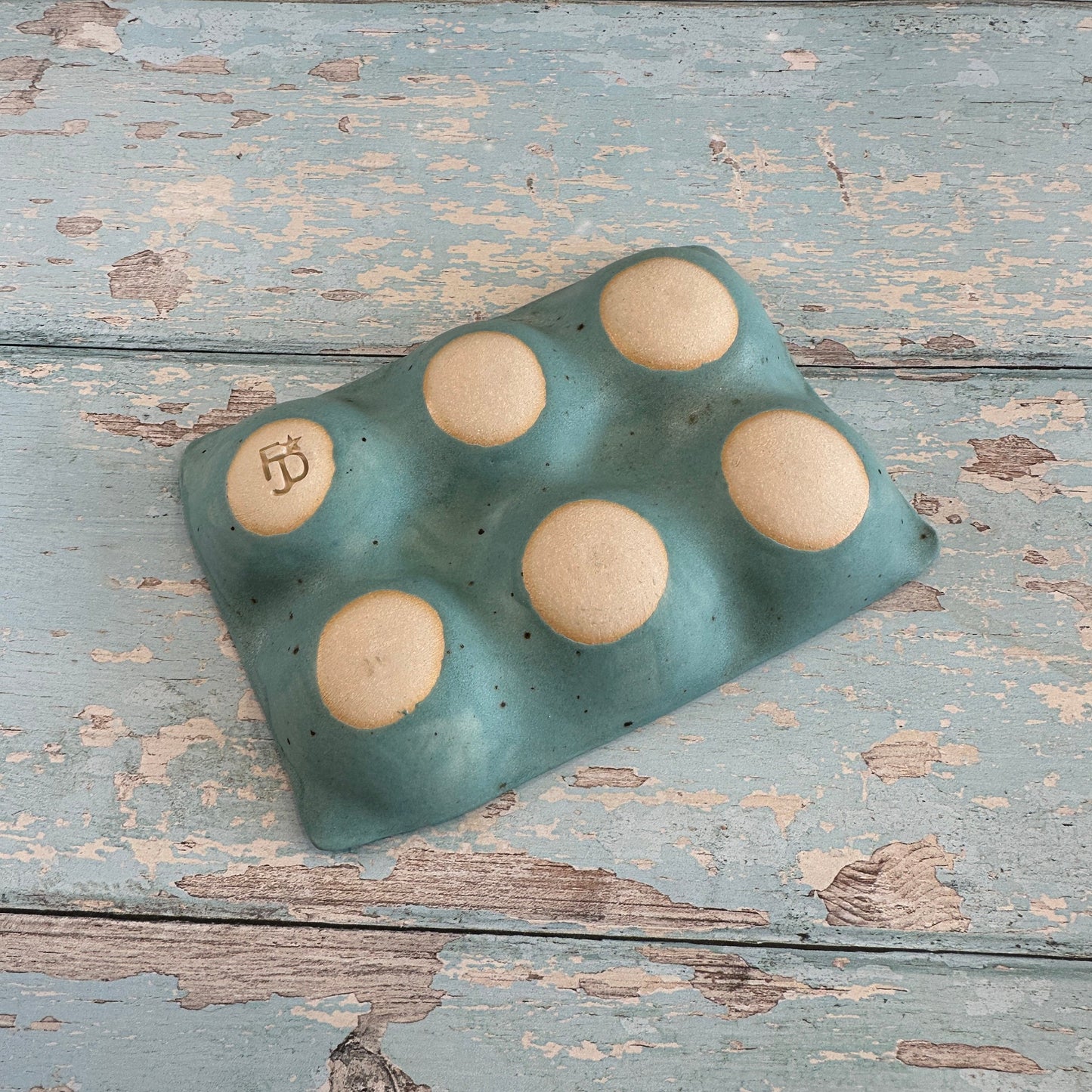 Turquoise Ceramic Egg Tray - 6 or 12 Eggs - Handmade Pottery Egg Holder