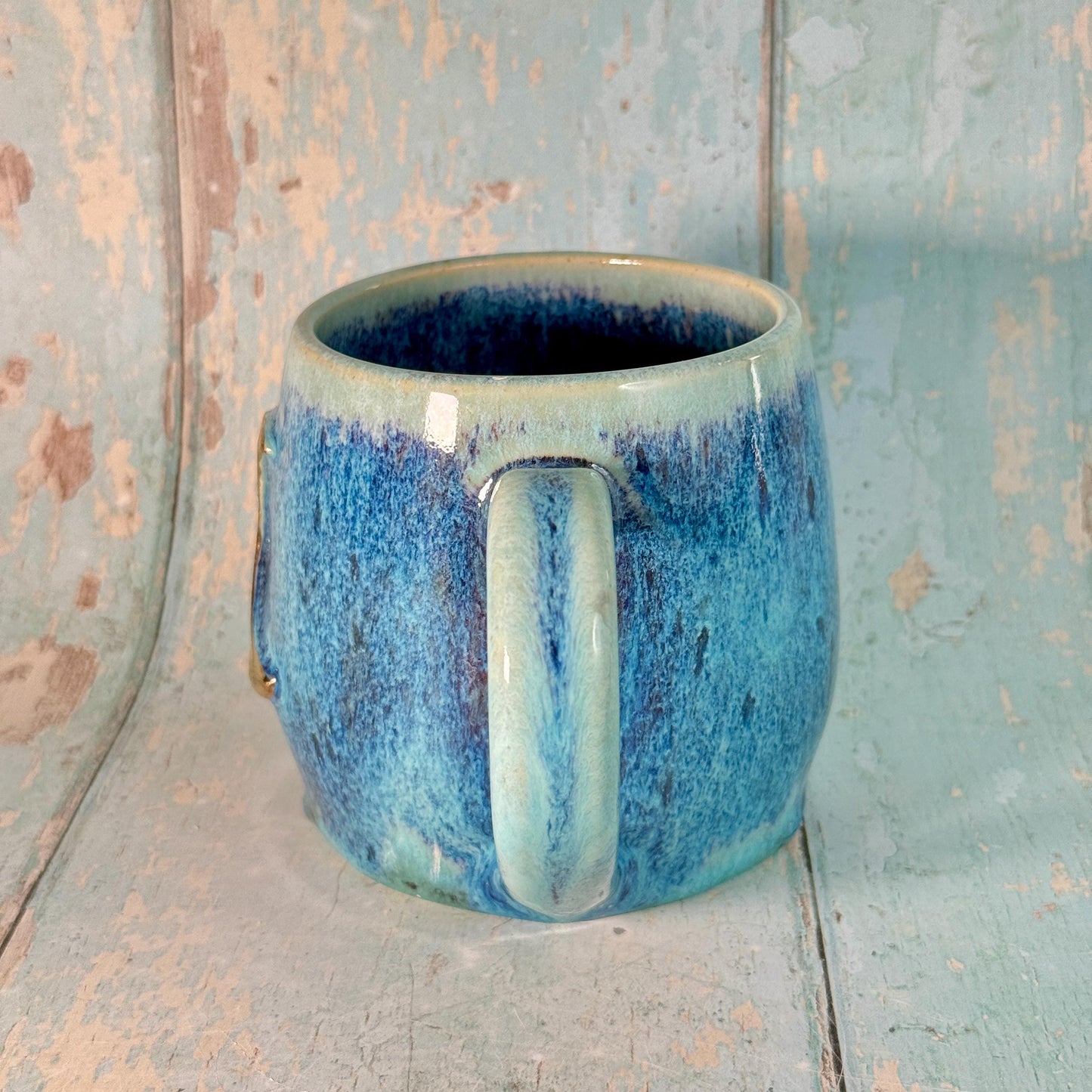 Purple and Turquoise Gold Moon Mug, Handmade Ceramic Mug