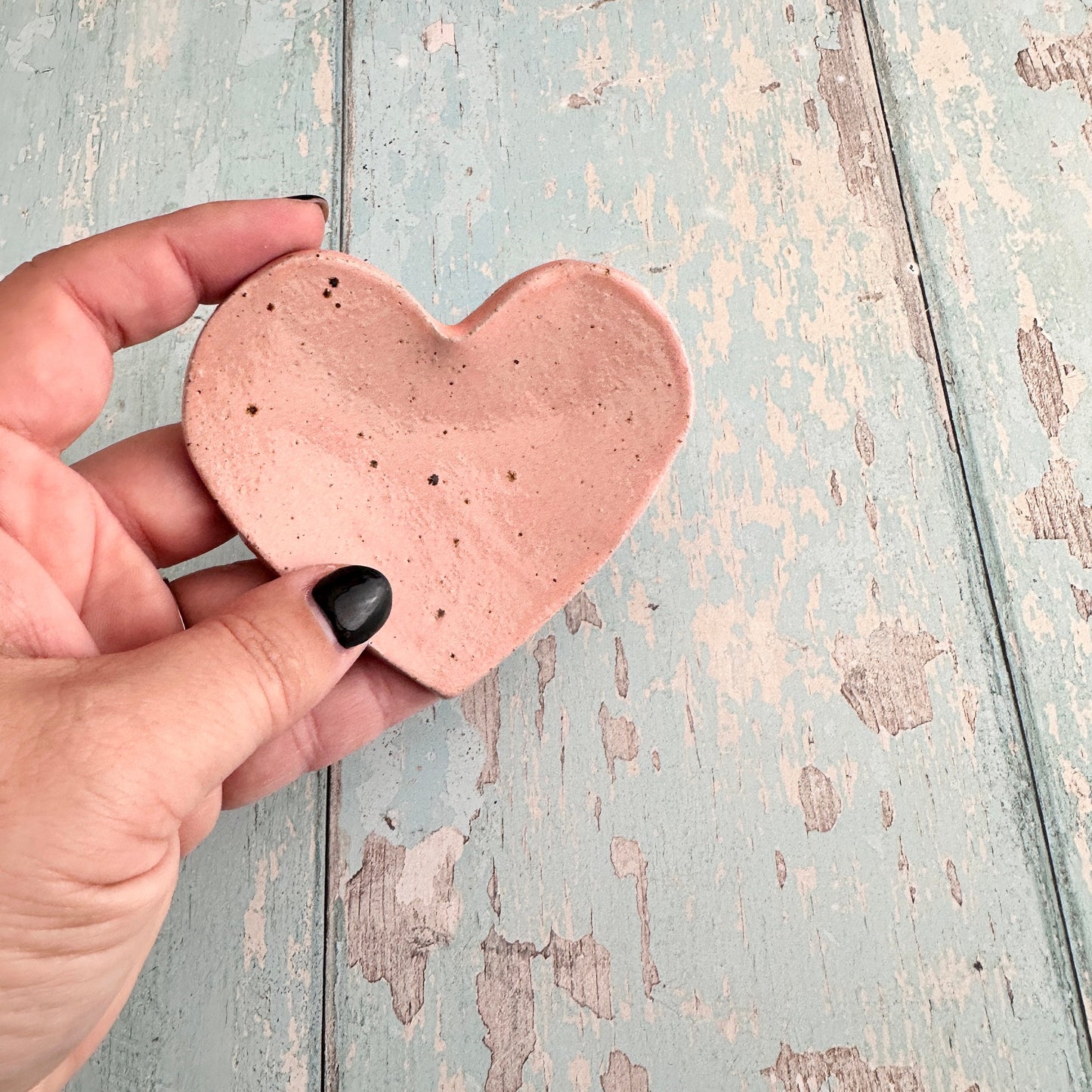 Small Pink Heart Ring Dish, Handmade Ceramic Pot