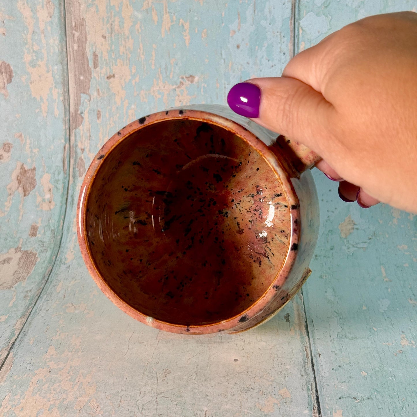 Beige Spotty Gold Moon Mug, Handmade Ceramic Mug