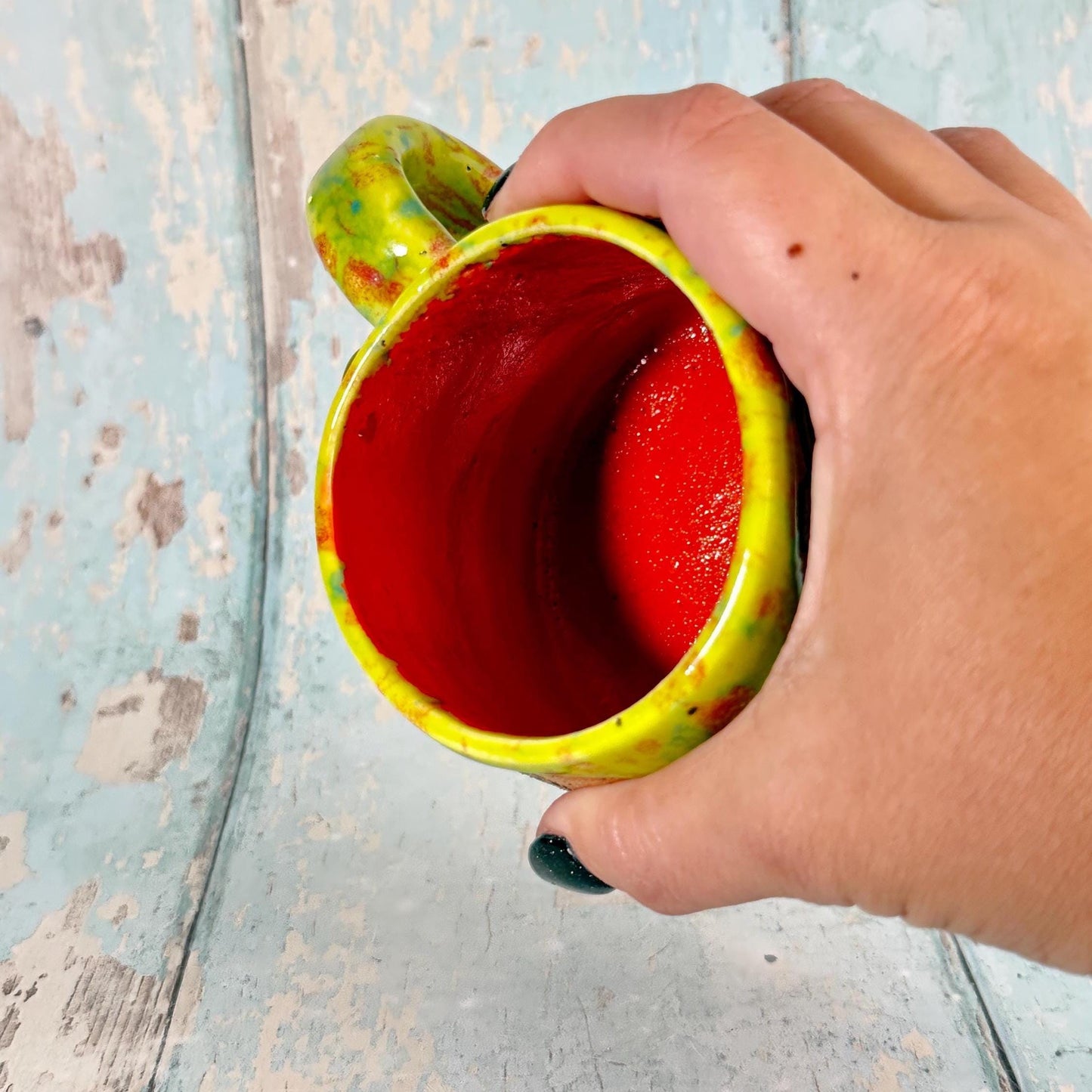 Yellow and Orange Halloween Rotten Pumpkin Witch Label Mug, Spooky Season Cup
