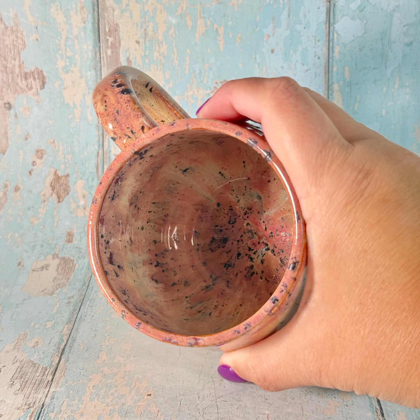Beige spotty Gold Star Mug, Handmade Ceramic Mug