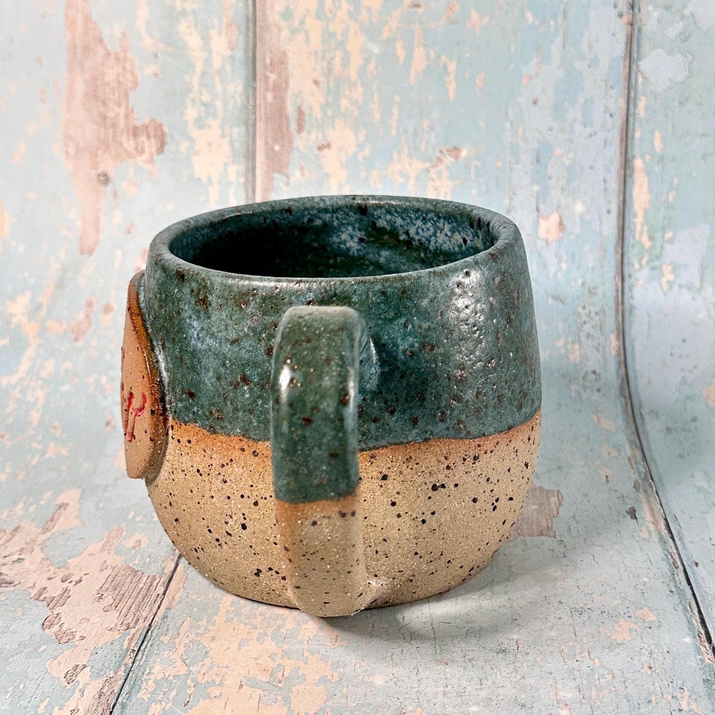 Green Christmas Hohoho Mug, Handmade Ceramic Cup - Father Christmas Santa