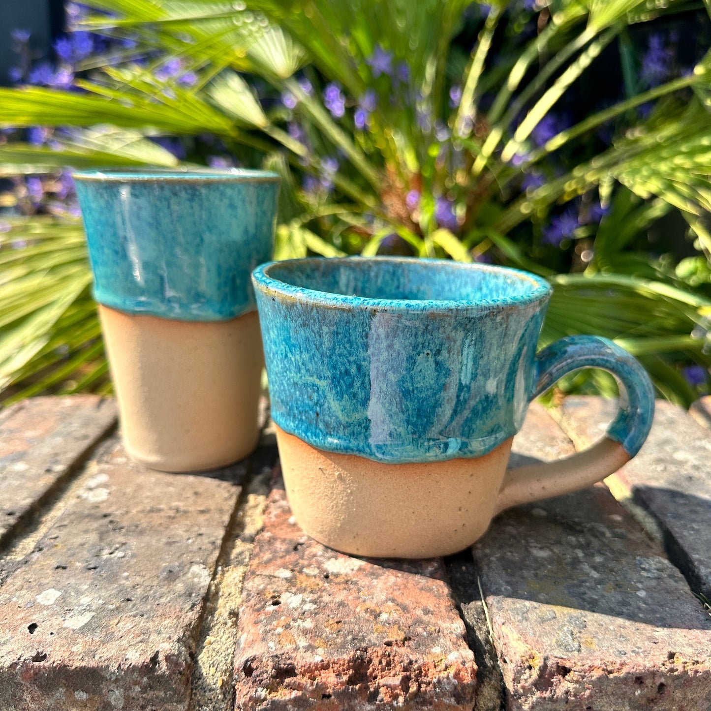 Turquoise Ceramic Tumbler, Handmade Modern Cup