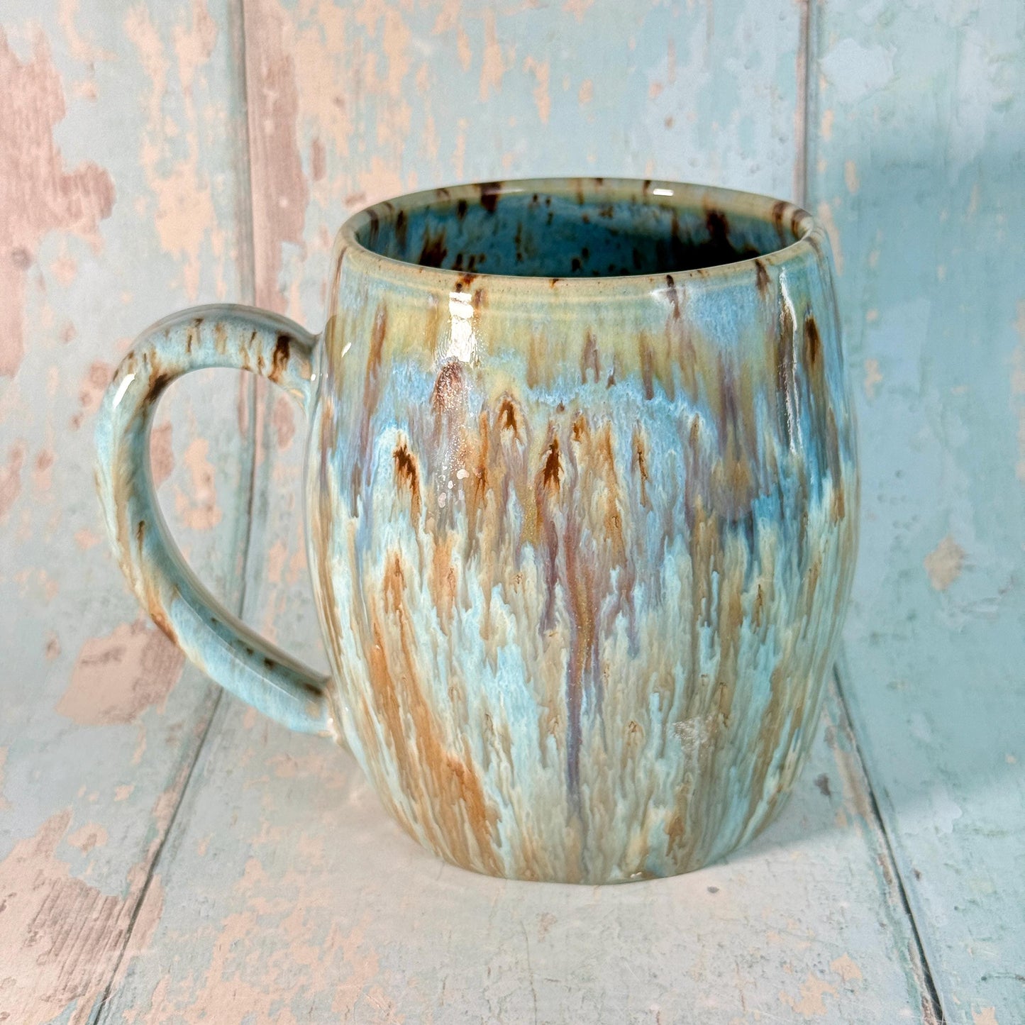 Blue Gold Star Mug, Handmade Ceramic Mug