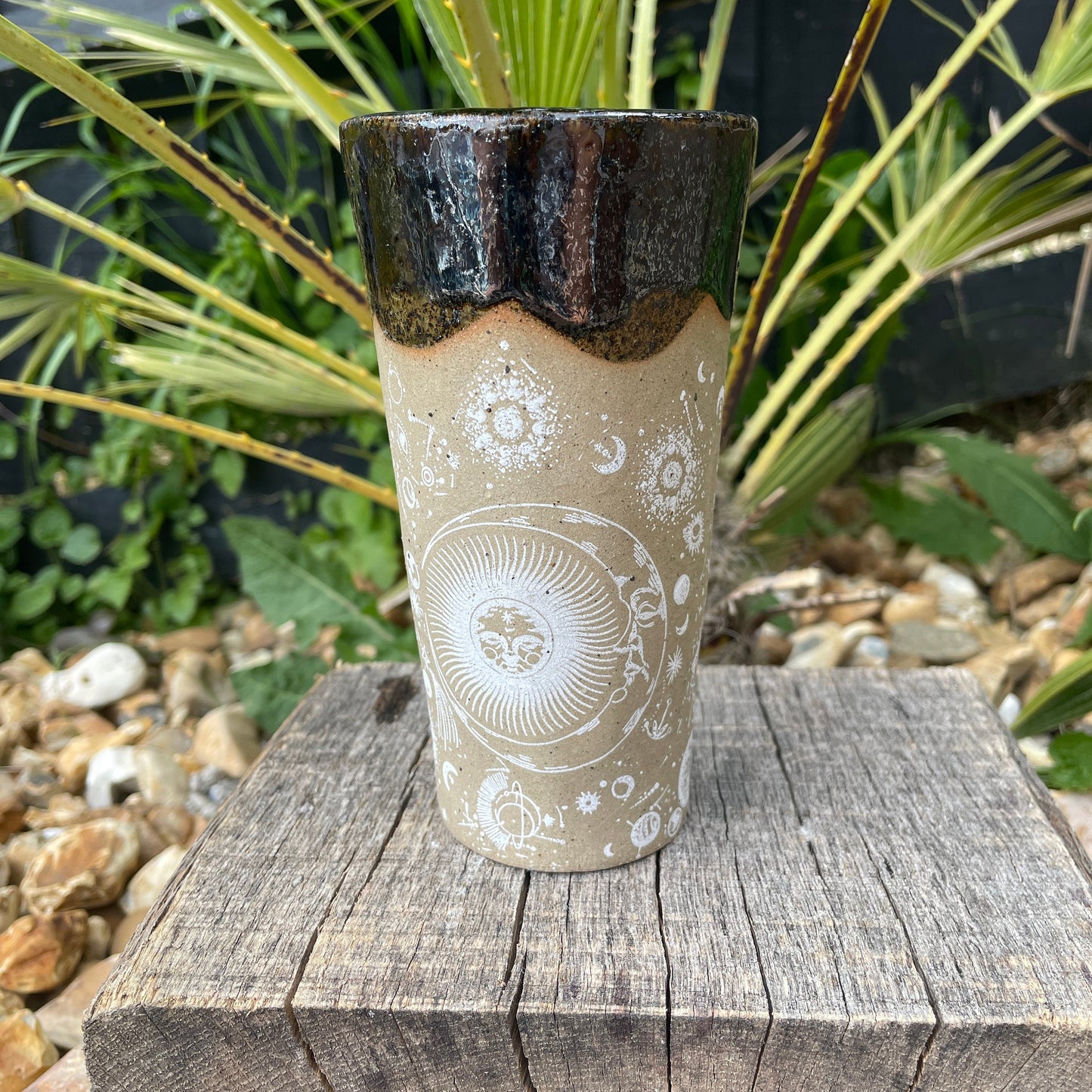 Large Space Ceramic Tumbler, Whimsy Goth, Handmade Modern Cup
