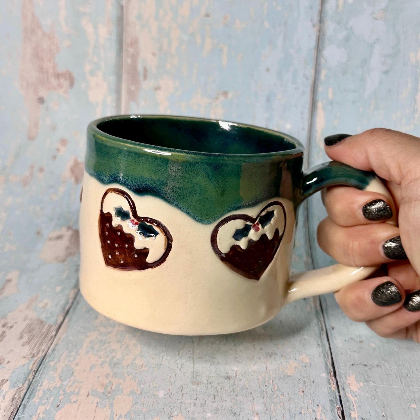 Christmas Pudding Mug, Handmade Ceramic Cup - Second - FJD Ceramics