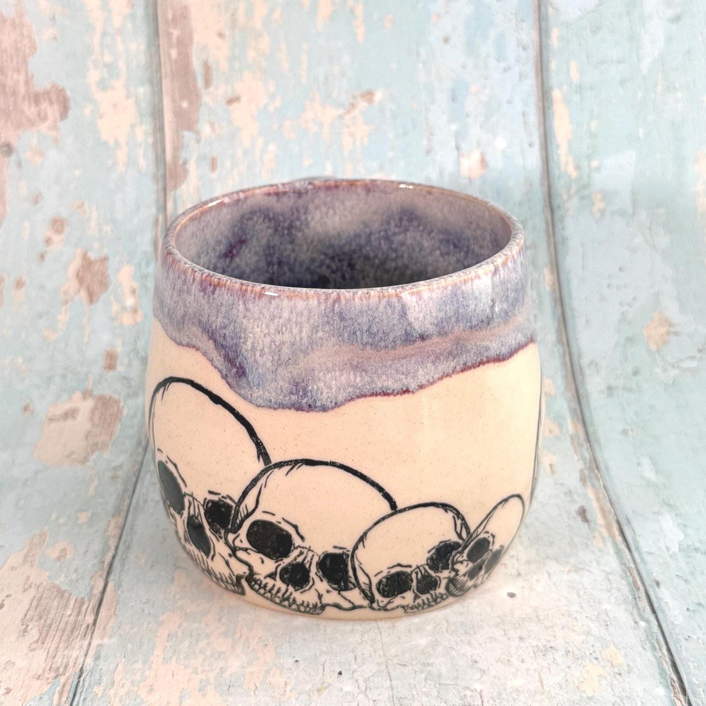 Purple Skull Mug, Handmade Ceramic Cup