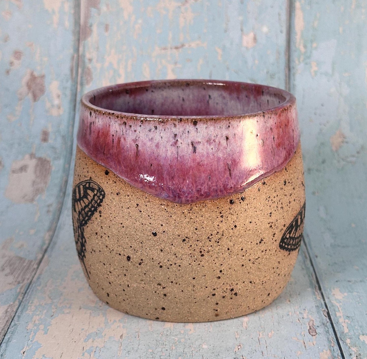 Pink Butterfly Mug, Large Ceramic Cup