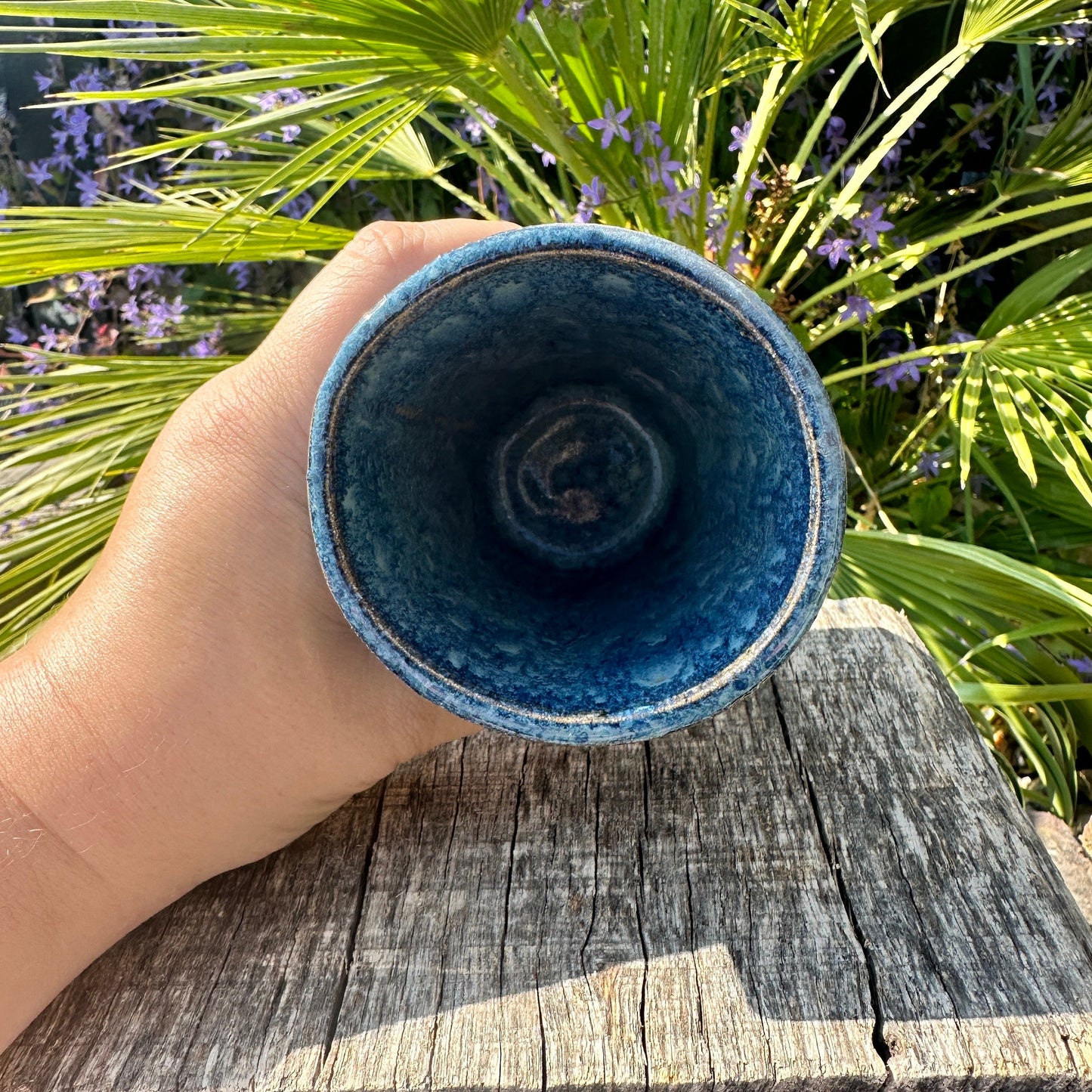 Blue Ceramic Tumbler, Handmade Modern Cup