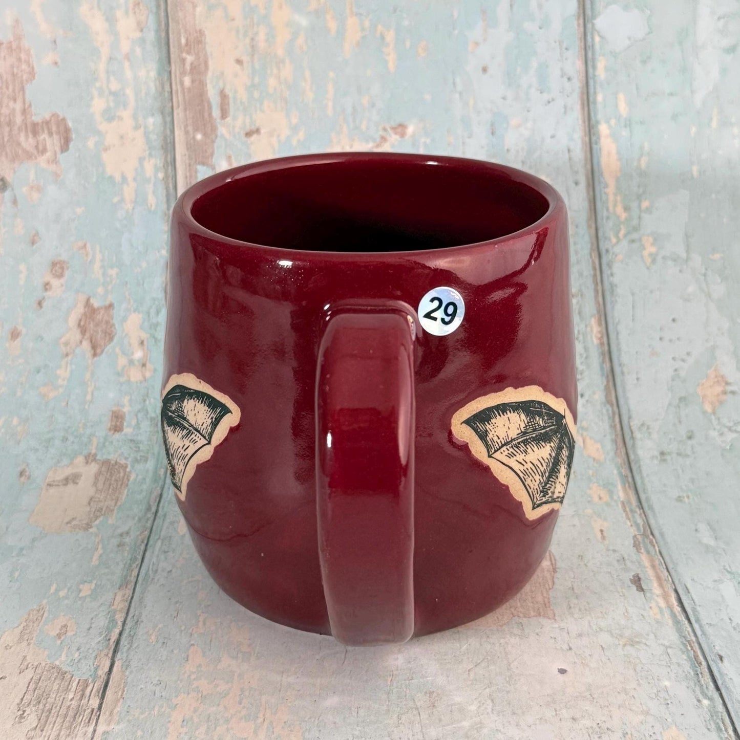 Red Halloween Bat Mug, Handmade Ceramic Cup