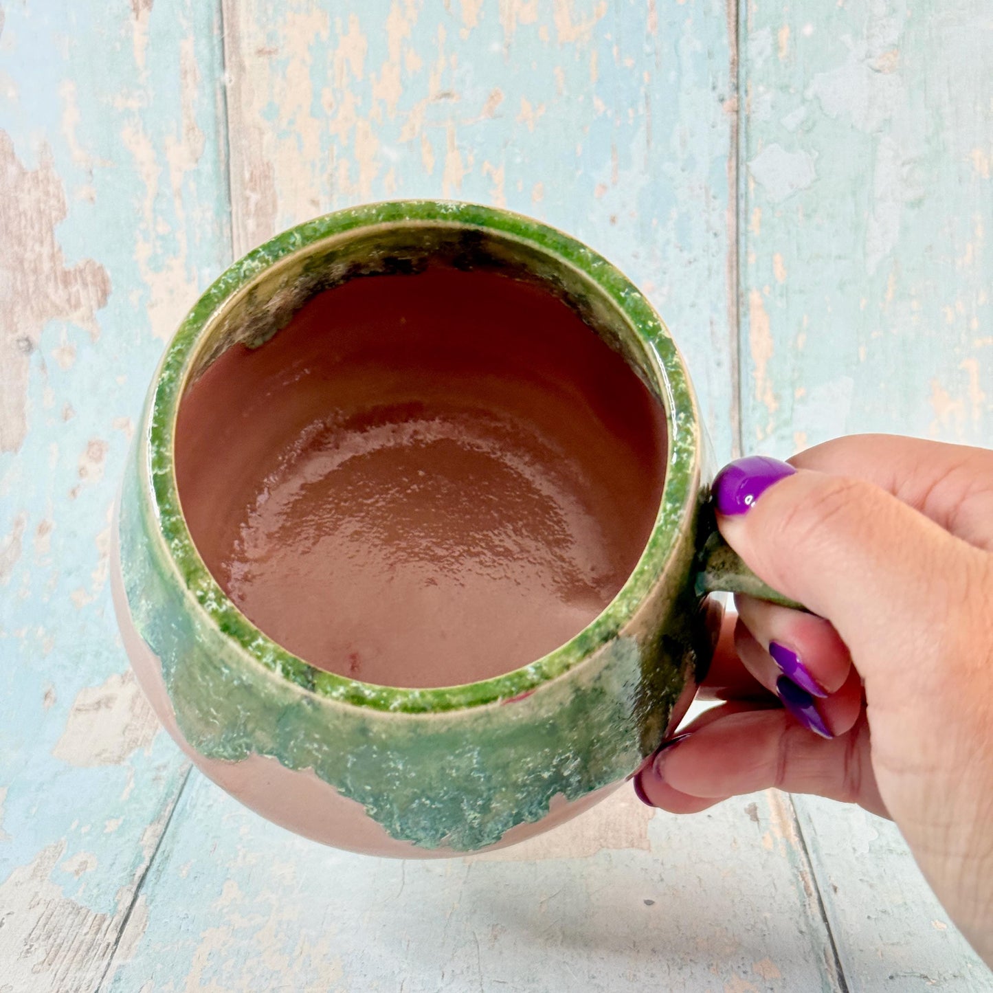 Ceramic Watermelon Mug, Large Pink and Green Cup