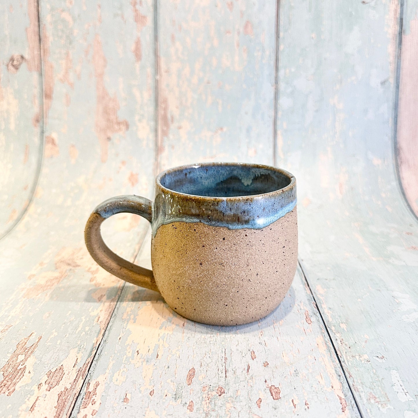 Blue Christmas Snow Globe Mug, Handmade Ceramic Cup