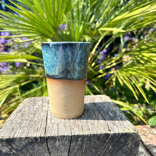 Blue Ceramic Tumbler, Handmade Modern Cup