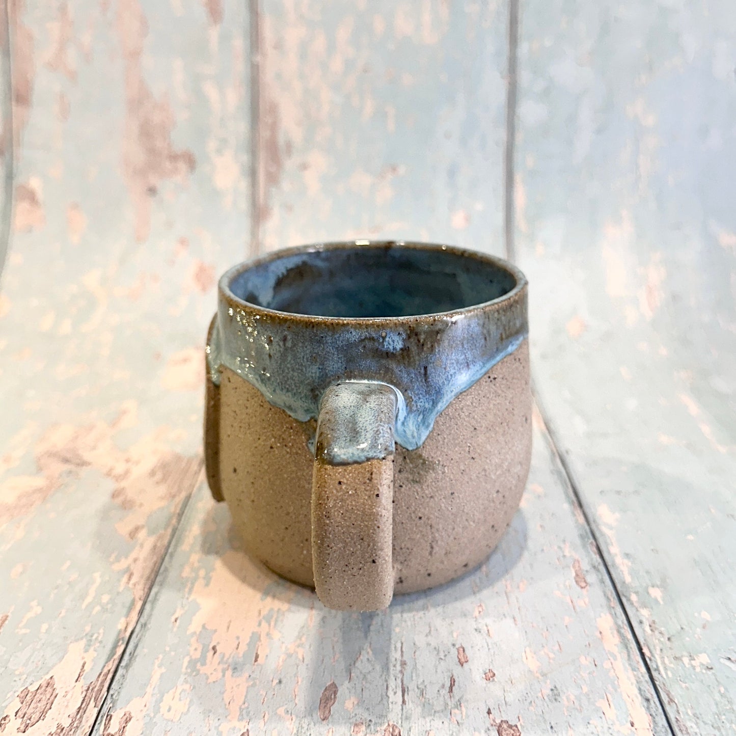 Blue Christmas Snow Globe Mug, Handmade Ceramic Cup