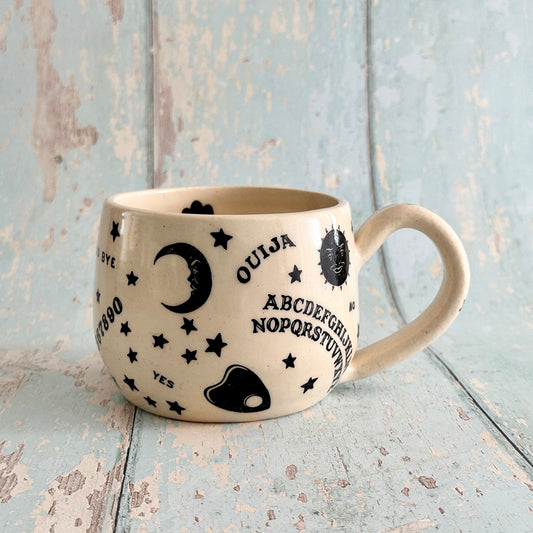 Halloween Ouija Mug, Handmade Ceramic Cup